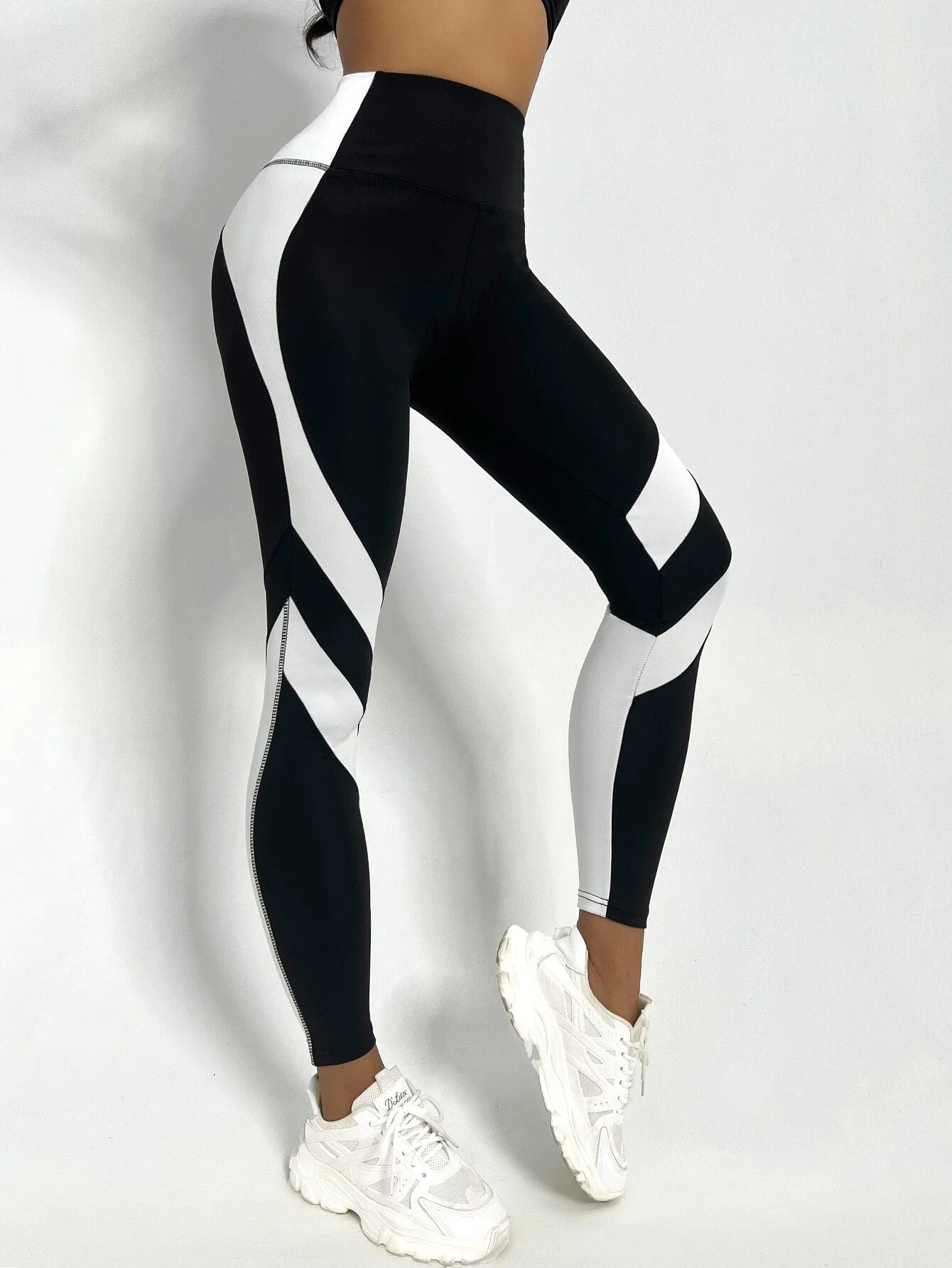 Two Tone Yoga Leggings Tummy Control Sports Tights