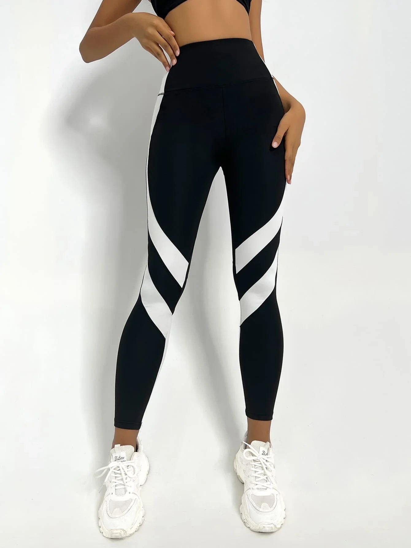 Two Tone Yoga Leggings Tummy Control Sports Tights